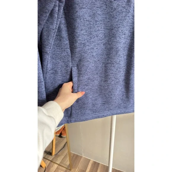 Columbia Darling Days Women's Blue Heathered Fleece Hoodie Pullover Snap Neck L - Picture 3 of 7